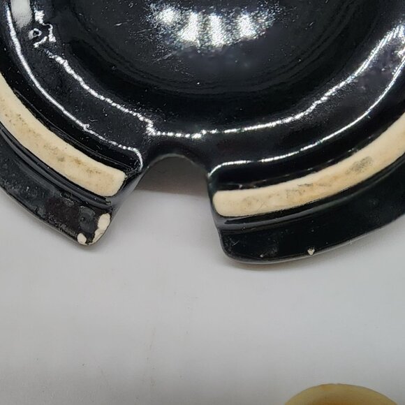 Vintage MCM Shawnee Condiment Bowls With Lids and Spoons Black & Ivory Color - Picture 7 of 10